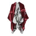 Damen Poncho Cape Schal mit offenem Vintage-Muster